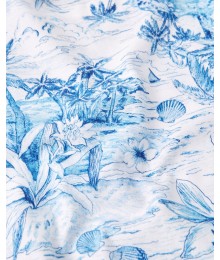 Abercrombie Light Blue/White Palm Tree Side Tie Pattern Tee